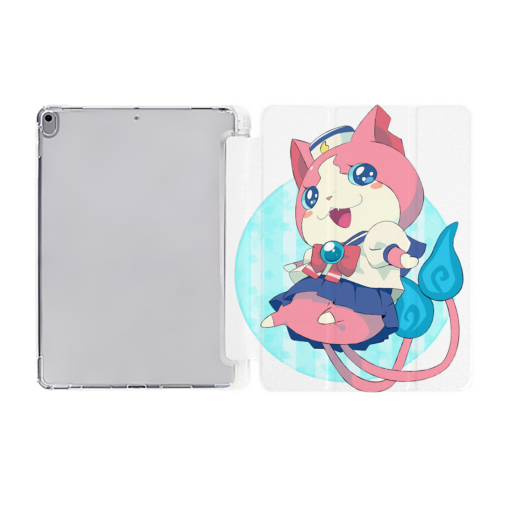 （画像用） 妖怪ウォッチ Yo-kai Watch IPad ケース ペン収納付き 三つ折りスタンド PUレザー×シリコン 対応機種9.5/10.5/10.9インチ
